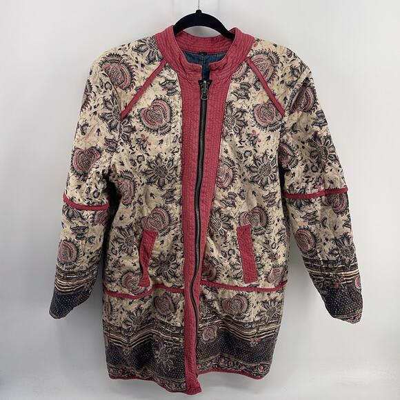 Free People Belario reversible paisley denim full zip midi length jacket - Picture 6 of 9